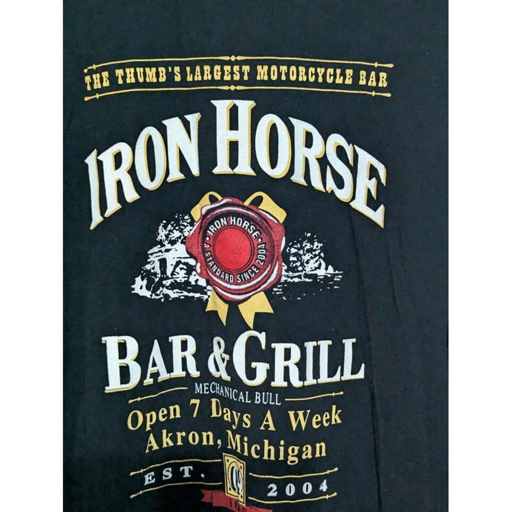 Iron Horse Bar and Grill Akron Michigan Long Sleeve Shirt Size XL VTG - Picture 9 of 10